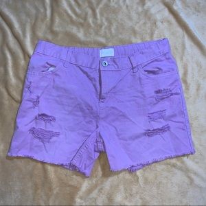 Purple Distressed Kids Shorts